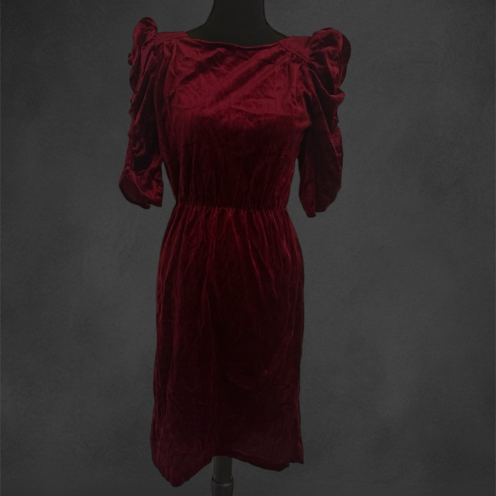 Women's Junior's VINTAGE JODI MICHAELS Velvety Burgundy Dress SZ 7 1980s